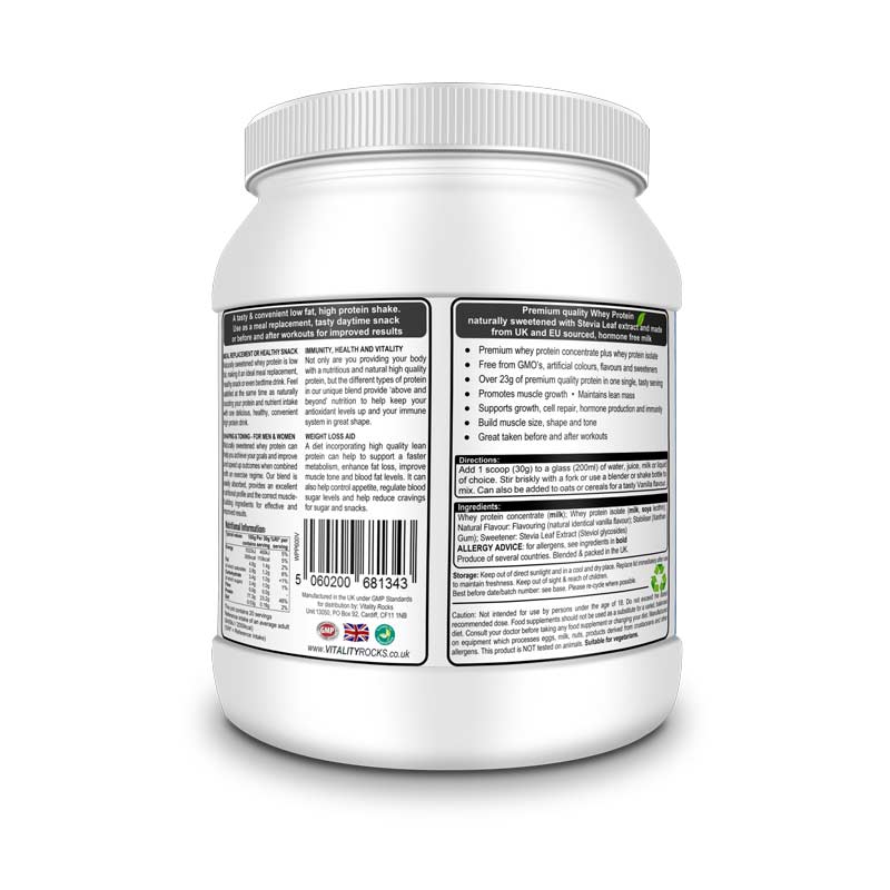 Stevia Sweetened Whey Protein Powder | Vitality Rocks